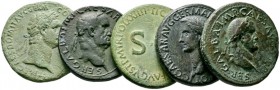  Varia & Lots   (D) Lot Römische Kaiserzeit (5). Lot mit 5 Sestertii: Divus Augustus, Caligula (alter Guss?), Galba (2x, alte Güsse?), Domitianus, um ...