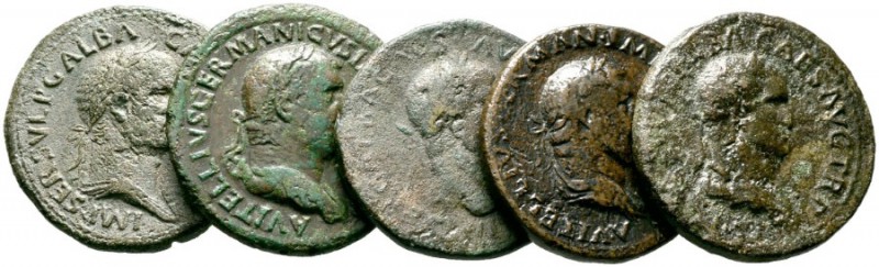  Varia & Lots   (D) Lot Römische Kaiserzeit (5). Lot mit 5 Sestertii: Galba (3x)...