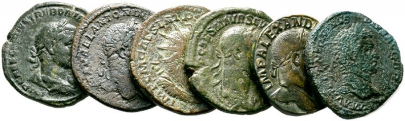  Varia & Lots   (D) Lot Römische Kaiserzeit (6). Lot mit 6 Sestertii: Caracalla ...