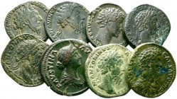  Varia & Lots   (D) Lot Römische Kaiserzeit (8). Lot mit 8 Sestertii: Marcus Aurelius (7x) und Faustina Minor, meist um s.sch.  