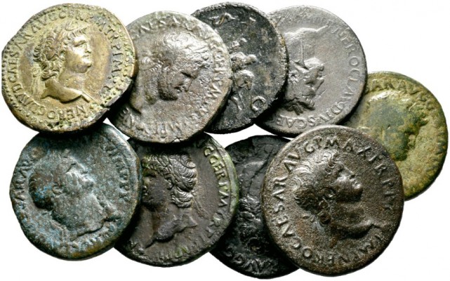  Varia & Lots   (D) Lot Römische Kaiserzeit (9). Lot mit 9 Sestertii des Nero, t...
