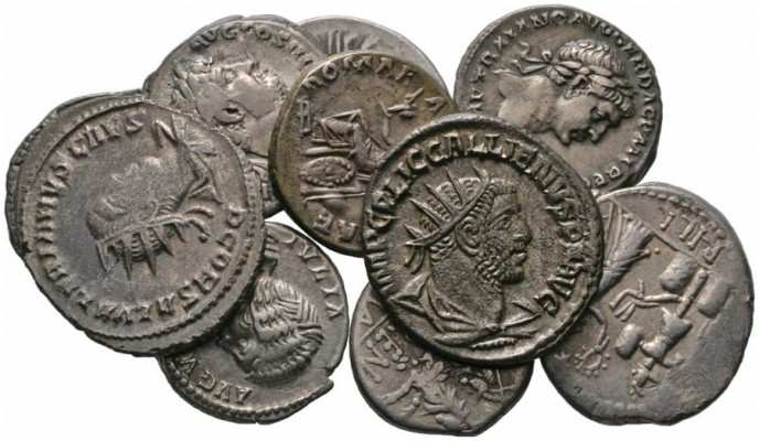  Varia & Lots   (D) Lot Römische Kaiserzeit (10). Gemischtes Lot mit 3 Denarii d...
