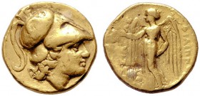  GRIECHISCHE MÜNZEN   MACEDONIA   Könige von Makedonien   Philippos III. (323-317)   (D) Stater (8,33g), "Babylon", ca. 323-317 v. Chr. Av.: Kopf der ...