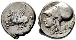  GRIECHISCHE MÜNZEN   AKARNANIA   Argos Amphilochikon   (D) Stater (8,37g), ca. 350-270 v. Chr. Pegasos, darunter A / Kopf der Athena mit korinthische...