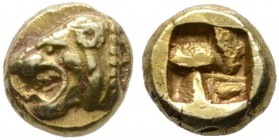  GRIECHISCHE MÜNZEN   IONIA   Phokaia   (D) Hekte (2,56g), ca. 521-478 v. Chr. Av.: Löwenkopf n.l., dahinter Thunfisch (?). Rv.: Quadratum Incusum. Sl...