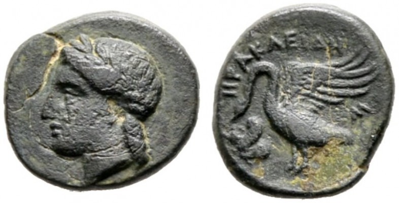  GRIECHISCHE MÜNZEN   IONIA   Leukai   (D) Bronze (1,47g), Magistrat Herakleides...