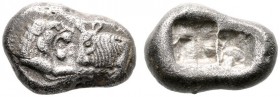  GRIECHISCHE MÜNZEN   LYDIA   Könige von Lydien   Kroisos (561-546)   (D) Hemistater / Siglos (5,20g), Sardeis, ca. 561-546/520 v. Chr. Av.: Löwenprot...