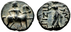  GRIECHISCHE MÜNZEN   PHRYGIA   Eriza   (D) Bronze (1,64g), ca. 2./1. Jhdt. v. Chr. Av.: Reiter n.r. Rv.: EPIZH-NΩN, Athena mit Keraunos n.r. SNG Cop ...