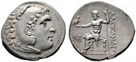 GRIECHISCHE MÜNZEN   PAMPHYLIA   Perge   (D) Tetradrachme (Alexandreier) (16,68g), Jahr 32 = 190-189 v. Chr. Av.: Kopf des Herakles mit Löwenhaube n....