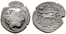  KELTISCHE MÜNZEN   OSTKELTEN   Keltische Imitationen griechischer Münzen   (D) Drachme (1,70g), Imitationstypus "Philippos III.". Stilisierter Kopf d...