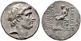  GRIECHISCHE MÜNZEN   SYRIA   Königreich der Seleukiden   Demetrios I. Soter (162-150)   (D) Tetradrachme (16,41g), Antiochia, Jahr 158 = 155-154 v. C...