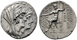  GRIECHISCHE MÜNZEN   SYRIA   Königreich der Seleukiden   Kleopatra und Antiochos VIII. (125-121)   (D) Tetradrachme (16,65g), Ake-Ptolemais, ca. 125-...