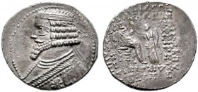  GRIECHISCHE MÜNZEN   PARTHIA   Königreich der Arsakiden   Phraates IV. (38-2)   (D) Tetradrachme (13,86g), Seleukeia, Datum unklar. Büste des Königs ...