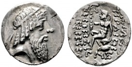  GRIECHISCHE MÜNZEN   CHARAKENE   Könige der Charakene   Tiraios II. (79/78-49/48)   (D) Tetradrachme (14,80g), Spasinu Charax, Jahr 243 = 70-69 v. Ch...