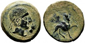  KELTISCHE MÜNZEN   HISPANIA   Castulo   (D) Bronze (16,30g), ca. 180-30 v. Chr. Kopf mit Diadem, davor Hand / Sphingenartiges Wesen, davor Stern. Bur...