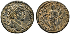  RÖMISCHE PROVINZIALPRÄGUNGEN   LYDIA   Sardeis   Caracalla (193/211-217)   (D) Lokalbronze (7,77g), 211-217 n. Chr. Av.: Kopf mit Strahlenkrone n.r. ...