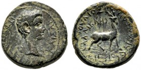  RÖMISCHE PROVINZIALPRÄGUNGEN   PHRYGIA   Apameia   Germanicus (4 v.-19 n.Chr.)   (D) Lokalbronze (3,45g), Magistrat Gaios Iulios Kallikles, 14-19 n. ...