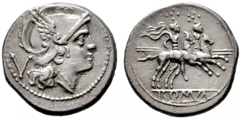  RÖMISCHE REPUBLIK   Anonyme Prägungen   (D) Quinarius (2,19g), Roma, 211-208 v....
