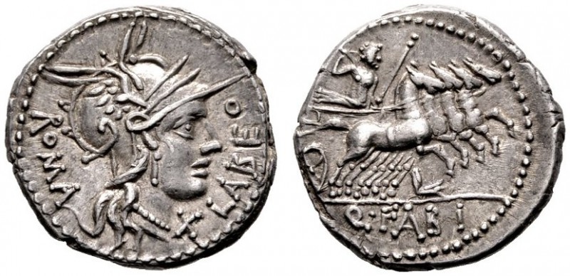  RÖMISCHE REPUBLIK   Q. Fabius Labeo   (D) Denarius (3,88g), Roma, 124 v. Chr. A...