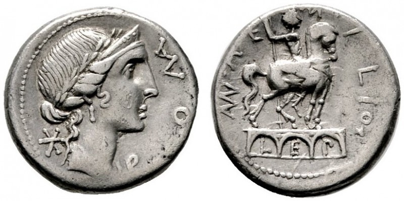  RÖMISCHE REPUBLIK   Mn. Aemilius Lepidus   (D) Denarius (3,95g), Roma, 114/113 ...
