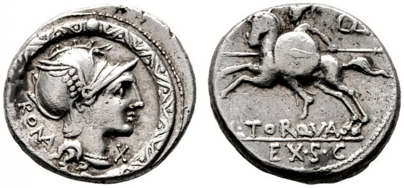  RÖMISCHE REPUBLIK   L. Manlius Torquatus   (D) Denarius (3,87g), Roma, 113/112 ...