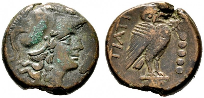  GRIECHISCHE MÜNZEN   APULIA   Teate   (D) Quincunx (15,41g), ca. 220-200 v. Chr...