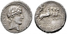  RÖMISCHE REPUBLIK   C. Vibius C.f. Pansa   (D) Denarius (3,97g), Roma, 90 v. Chr. Av.: PANSA, Kopf des Apollo mit Lorbeerkranz n.r., davor Kontrollma...