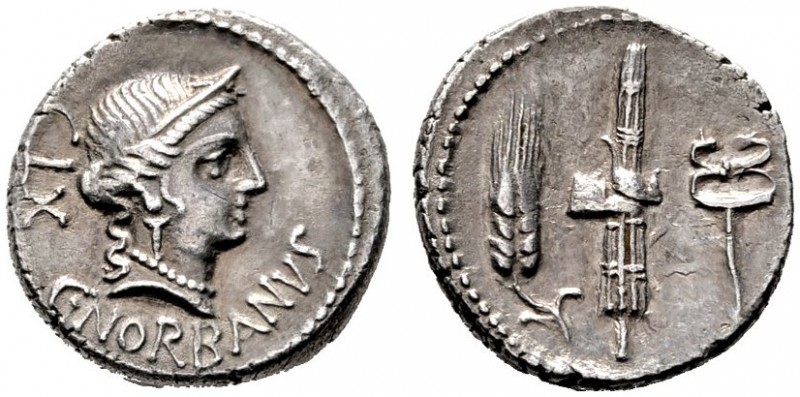  RÖMISCHE REPUBLIK   C. Norbanus   (D) Denarius (3,71g), Roma, 83 v. Chr. Kopf d...