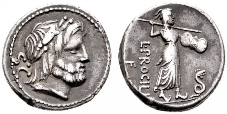  RÖMISCHE REPUBLIK   L. Procilius   (D) Denarius (3,79g), Roma, 80 v. Chr. Kopf ...