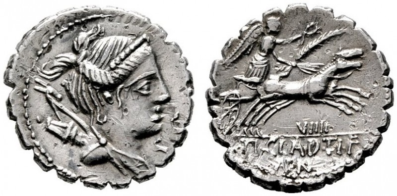  RÖMISCHE REPUBLIK   Ti. Claudius Nero   (D) Denarius (Serratus) (3,91g), Roma, ...