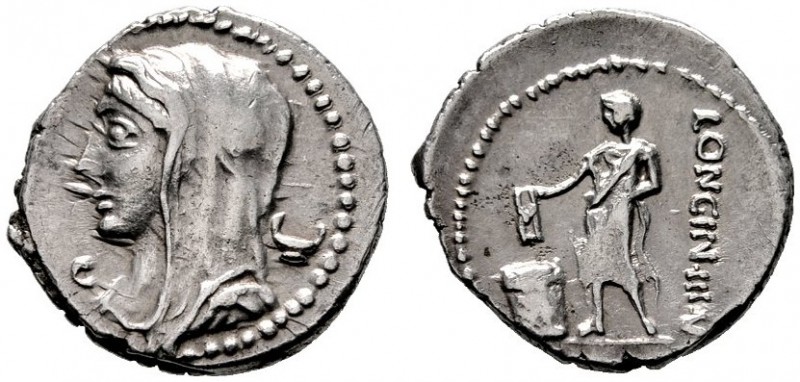  RÖMISCHE REPUBLIK   L. Cassius Longinus   (D) Denarius (3,88g), Roma, 63 v. Chr...