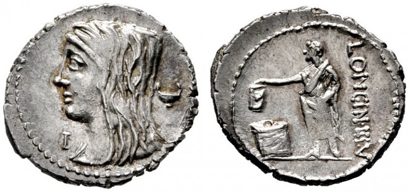  RÖMISCHE REPUBLIK   L. Cassius Longinus   (D) Denarius (3,94g), Roma, 63 v. Chr...