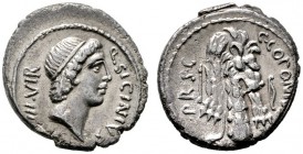  RÖMISCHE REPUBLIK   Q. Sicinius, C. Coponius   (D) Denarius (3,61g), Heeresmünzstätte des Pompeius in Griechenland oder Kleinasien, 49 v. Chr. Kopf d...