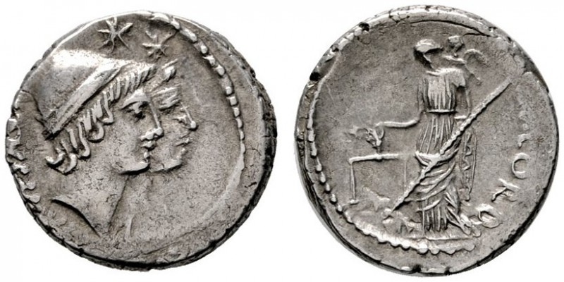  RÖMISCHE REPUBLIK   Mn. Cordius Rufus   (D) Denarius (3,92g), Roma, 46 v. Chr. ...