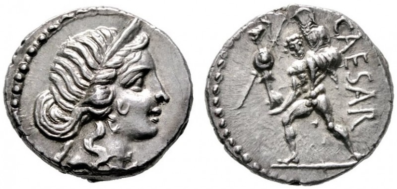  RÖMISCHE REPUBLIK   IMPERATOREN   C. Iulius Caesar   (D) Denarius (3,83g), Heer...