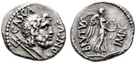  RÖMISCHE REPUBLIK   IMPERATOREN   M. Iunius Brutus   (D) Denarius (3,57g), Heeresmünzstätte in Asia Minor oder Nordgriechenland, mit Publius Serviliu...