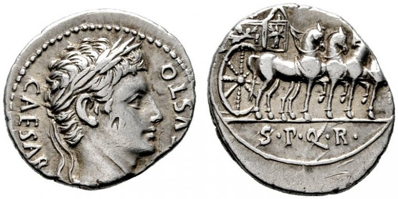  RÖMISCHE KAISERZEIT   Augustus (27 v.Chr.-14 n.Chr.)   (D) Denarius (3,67g), Mü...