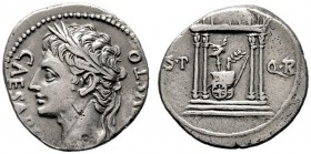  RÖMISCHE KAISERZEIT   Augustus (27 v.Chr.-14 n.Chr.)   (D) Denarius (3,78g), Münzstätte in Spanien (Colonia Patricia?), 18 v. Chr. Av.: CAESARI - AVG...