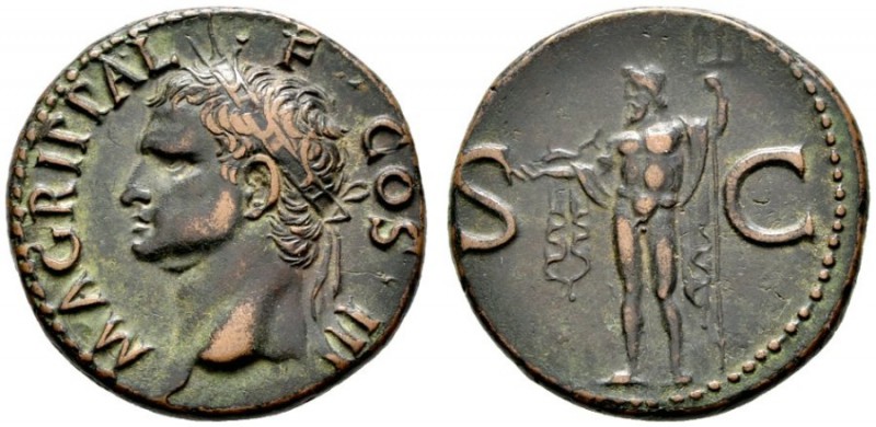  RÖMISCHE KAISERZEIT   Agrippa (gest. 12 v.Chr.)   (D) As (11,65g), Roma, posthu...