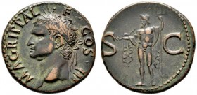  RÖMISCHE KAISERZEIT   Agrippa (gest. 12 v.Chr.)   (D) As (11,65g), Roma, posthum unter Caligula, 37-41 n. Chr. Av.: M AGRIPPA L - F COS III, Kopf mit...