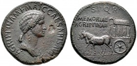  RÖMISCHE KAISERZEIT   Agrippina Maior (gest. 33)   (D) Sestertius (28,27g), Roma, posthum unter Caligula, 37-41 n. Chr. Av.: AGRIPPINA M F MAT C CAES...