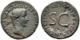  RÖMISCHE KAISERZEIT   Tiberius (14-37)   (D)  als Caesar 4-14. As (10,65g), Roma, 8-10 n. Chr. Av.: TI CAESAR AVGVST F IMPERAT-OR V, Kopf n.r. Rv.: P...