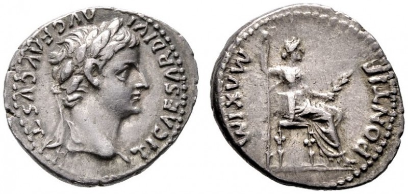  RÖMISCHE KAISERZEIT   Tiberius (14-37)   (D) Denarius (3,84g), Lugdunum (Lyon),...