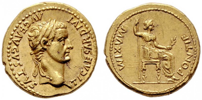  RÖMISCHE KAISERZEIT   Tiberius (14-37)   (D) Aureus (7,82g), Lugdunum (Lyon), 1...