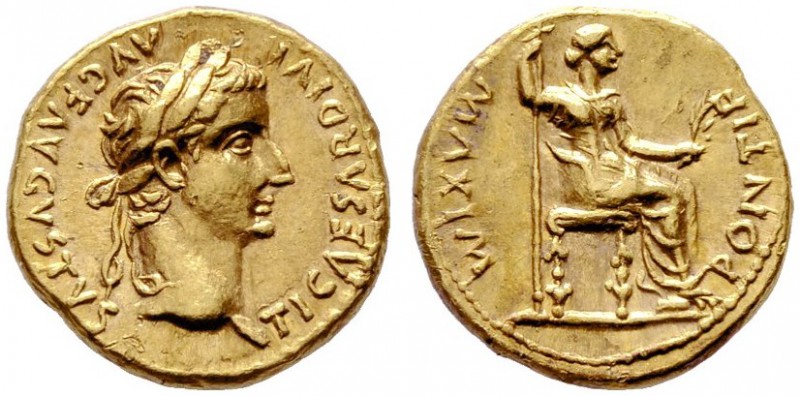  RÖMISCHE KAISERZEIT   Tiberius (14-37)   (D) Aureus (7,86g), Lugdunum (Lyon), 1...