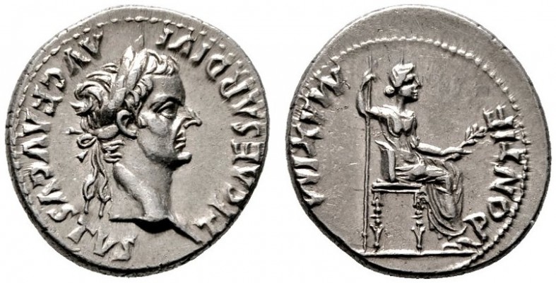  RÖMISCHE KAISERZEIT   Tiberius (14-37)   (D) Denarius (3,84g), Lugdunum (Lyon),...