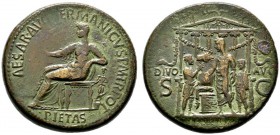  RÖMISCHE KAISERZEIT   Caligula (37-41)   (D) Sestertius (26,28g), Roma, 37-38 n. Chr. Av.: C CAESAR AVG GERMANICVS P M TR POT / PIETAS (im Abschnitt)...
