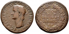  RÖMISCHE KAISERZEIT   Caligula (37-41)   (D) Sestertius (30,97g), Roma, 40-41 n. Chr. Av.: C CAESAR DIVI AVG PRON AVG P M TR P IIII P P, Kopf mit Lor...