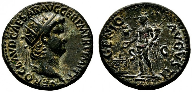  RÖMISCHE KAISERZEIT   Nero (54-68)   (D) As (8,18g), Roma, 64 n. Chr. Av.: NERO...