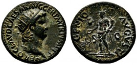  RÖMISCHE KAISERZEIT   Nero (54-68)   (D) As (8,18g), Roma, 64 n. Chr. Av.: NERO CLAVD CAESAR AVG GER P M TR P IMP P P, Kopf mit Strahlenkrone n.r. Rv...